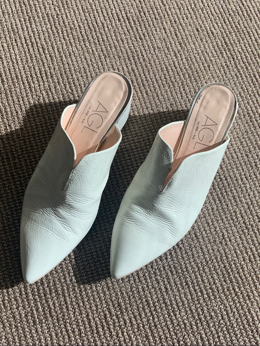 AGL Pale Mint Pointed Leather Mule